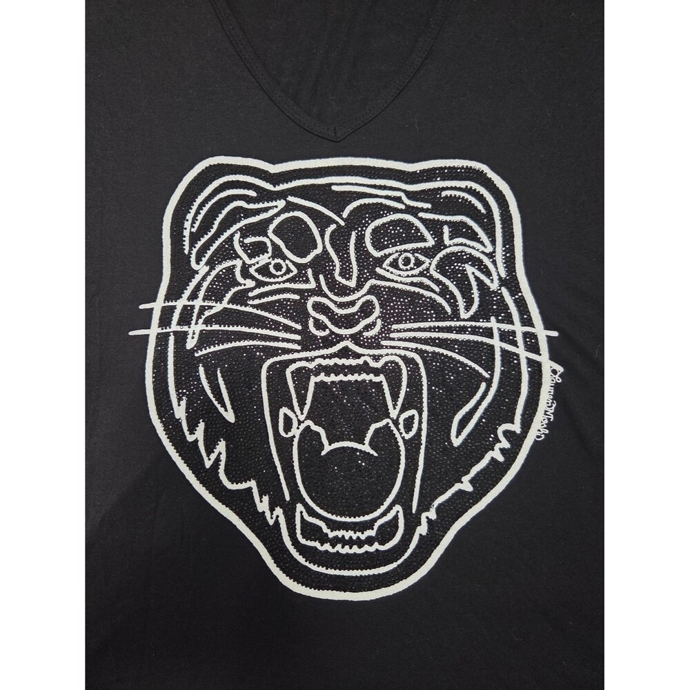 Lauren Moshi Crystal Tiger Short Sleeve T Black S - Picture 2 of 11